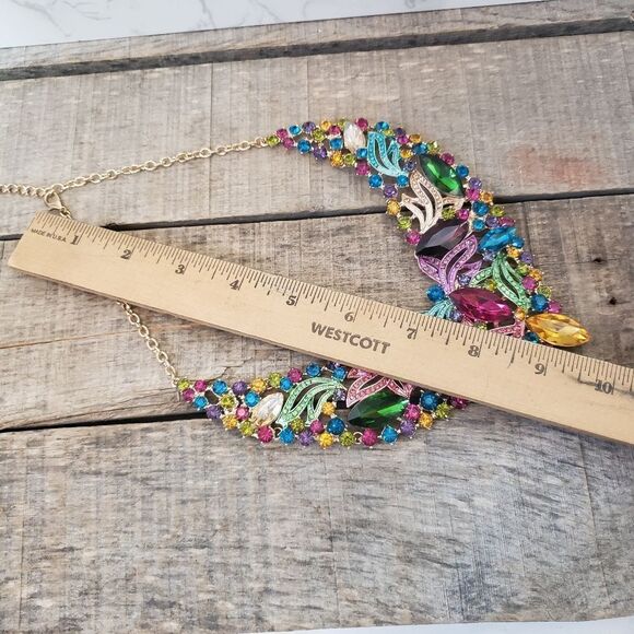 STATEMENT Necklace Ring Bracelet Earrings Set Dramatic Costume Jewelry Prom - Picture 11 of 12